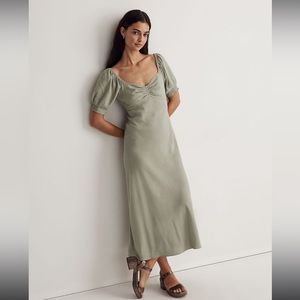 Madewell Sweetheart Puff-Sleeve Midi Dress